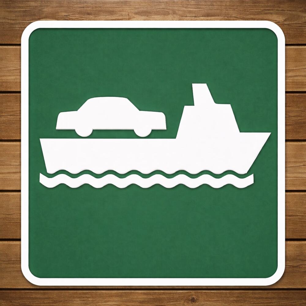 Car Vehicle Ferry Road Sign Boat Travel Highway Sign Cross Country